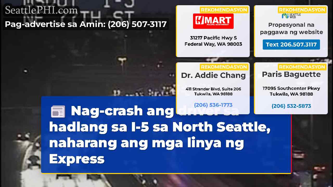 Nag-crash ang driver sa hadlang sa I-5 sa North