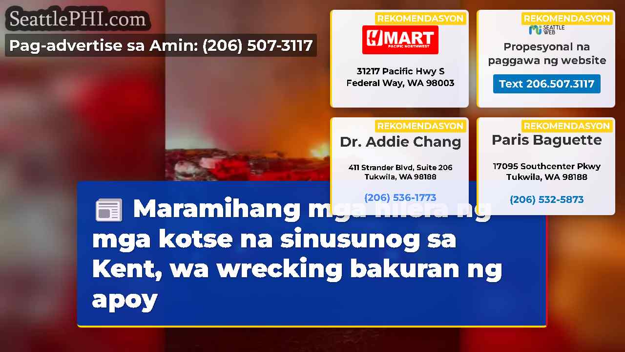 Maramihang mga hilera ng mga kotse na sinusunog