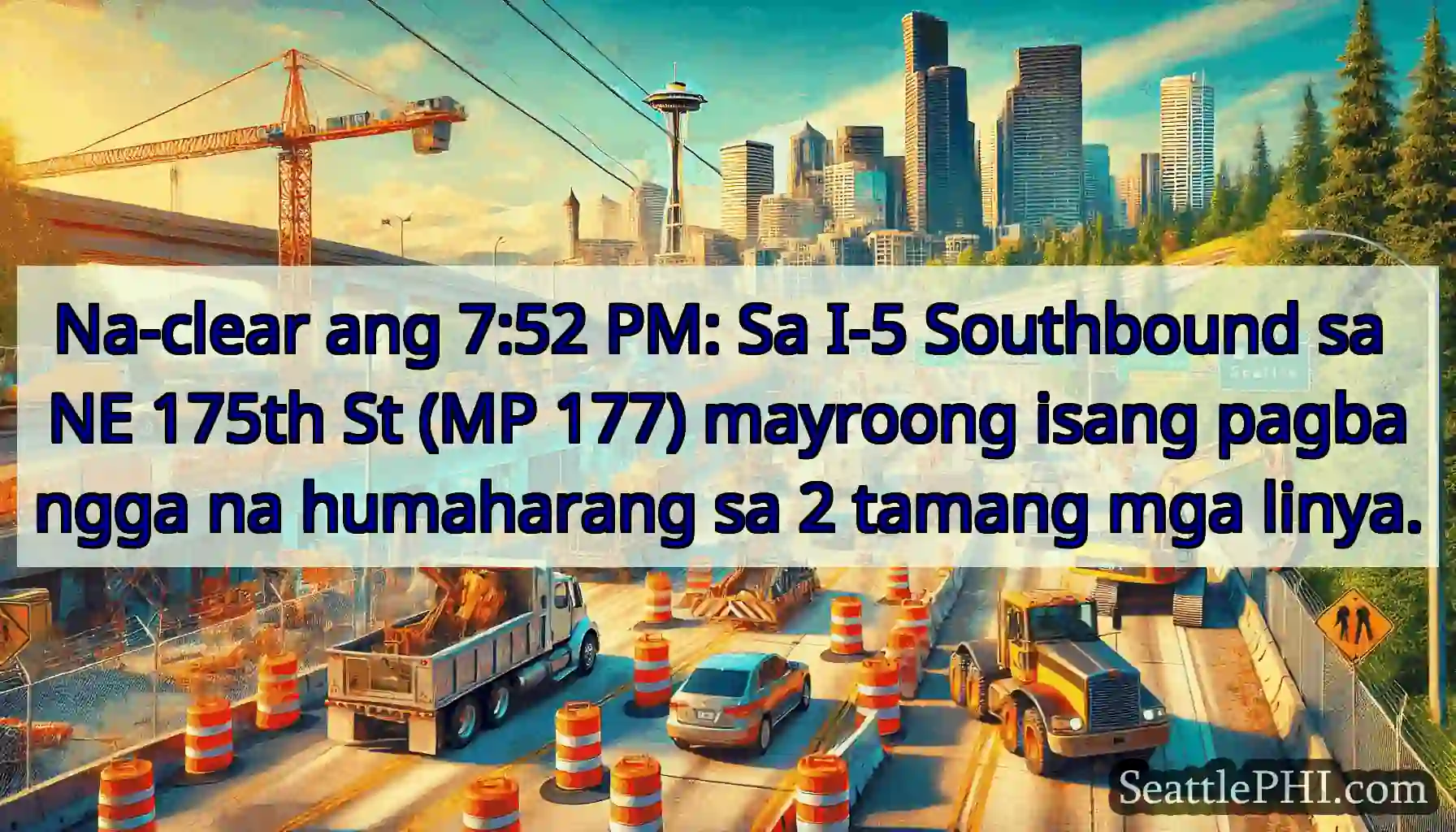 Na-clear ang 7:52 PM: Sa I-5 Southbound sa NE