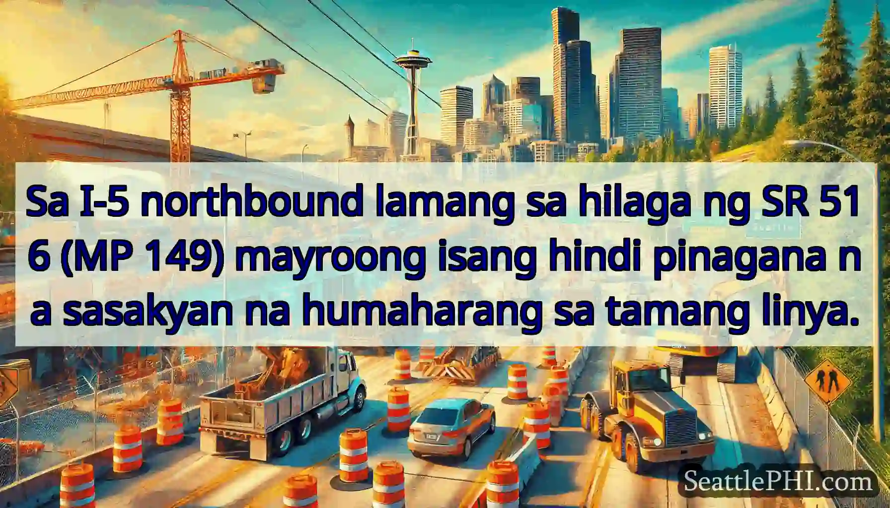 Sa I-5 northbound lamang sa hilaga ng SR 516 (MP