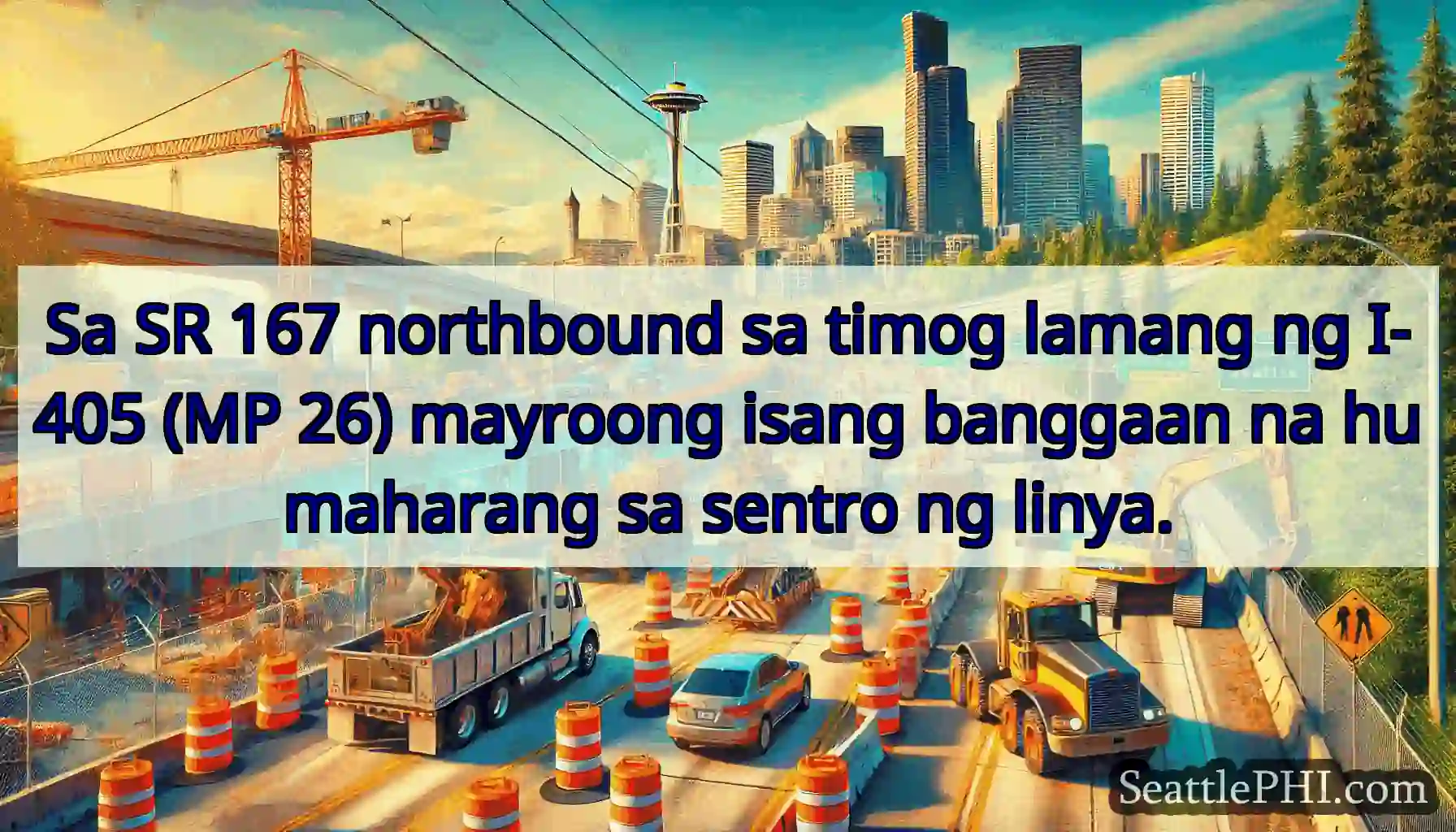 Sa SR 167 northbound sa timog lamang ng I-405 (MP