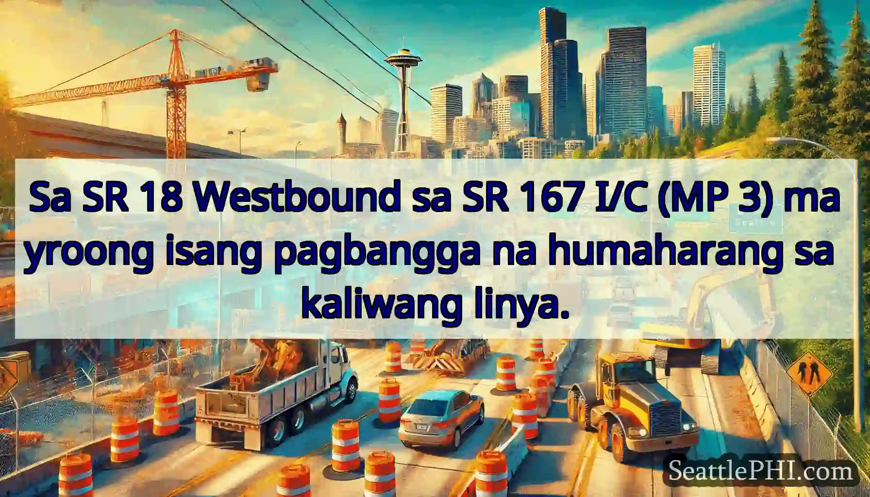 Sa SR 18 Westbound sa SR 167 I/C (MP 3) mayroong