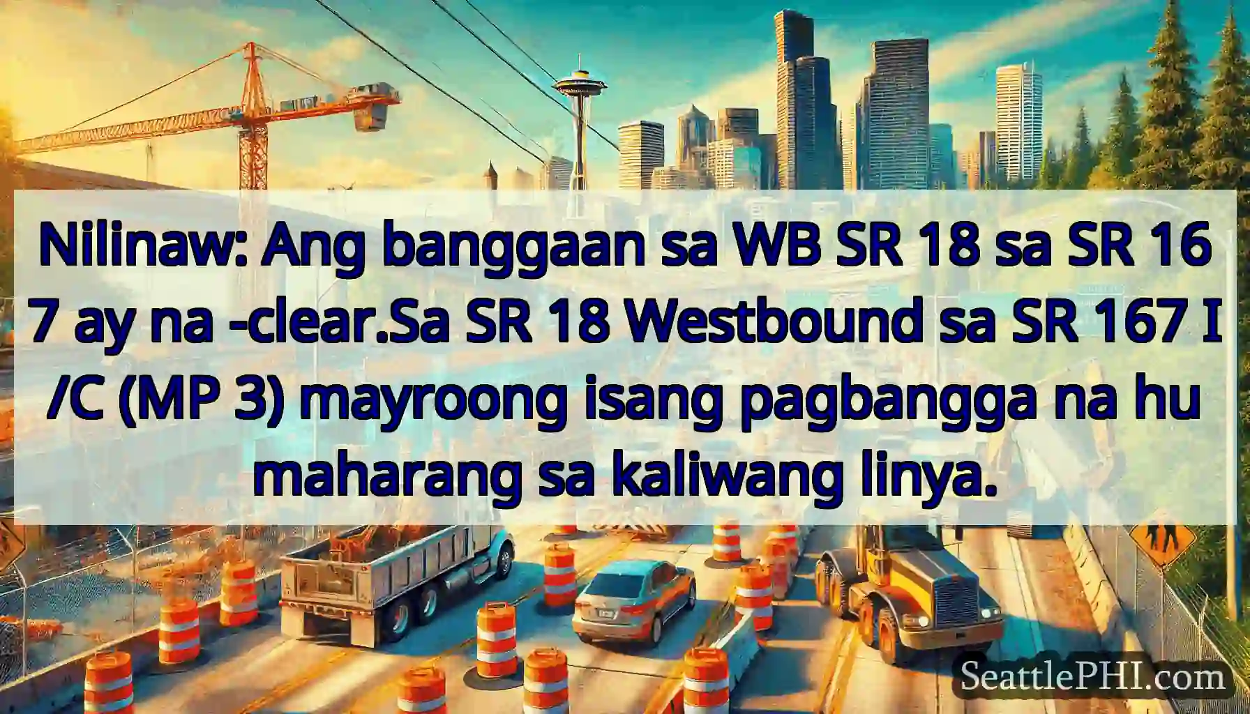 Nilinaw: Ang banggaan sa WB SR 18 sa SR 167 ay na