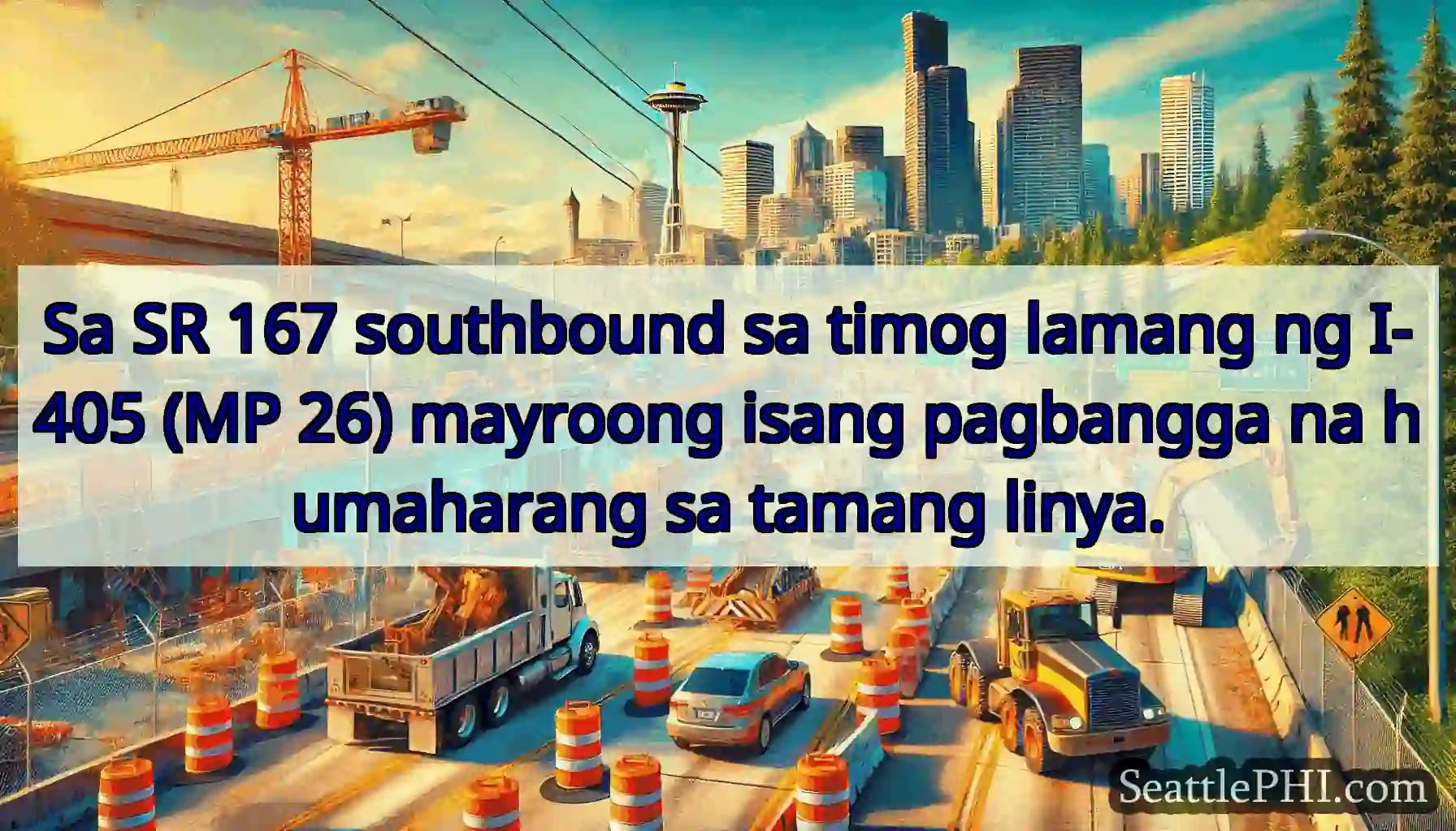 Sa SR 167 southbound sa timog lamang ng I-405 (MP