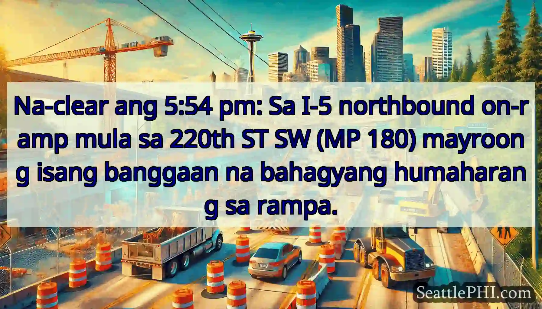 Na-clear ang 5:54 pm: Sa I-5 northbound on-ramp