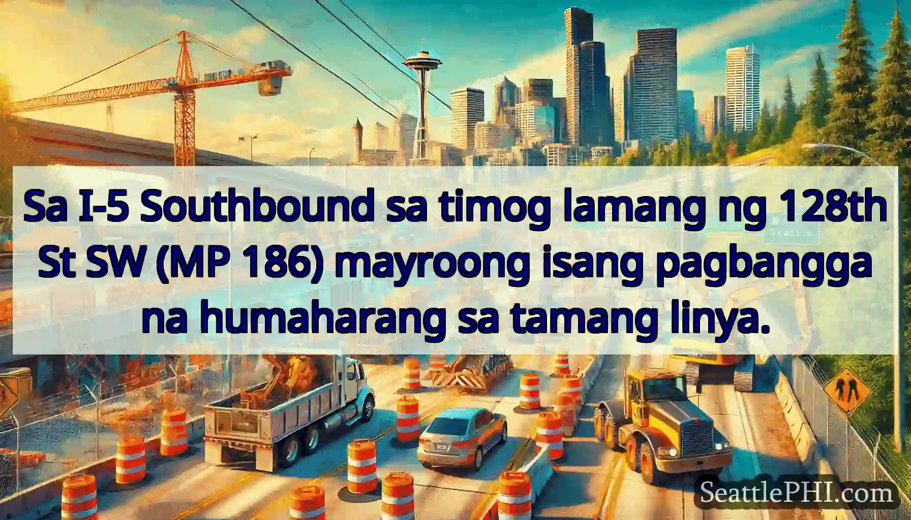 Sa I-5 Southbound sa timog lamang ng 128th St SW