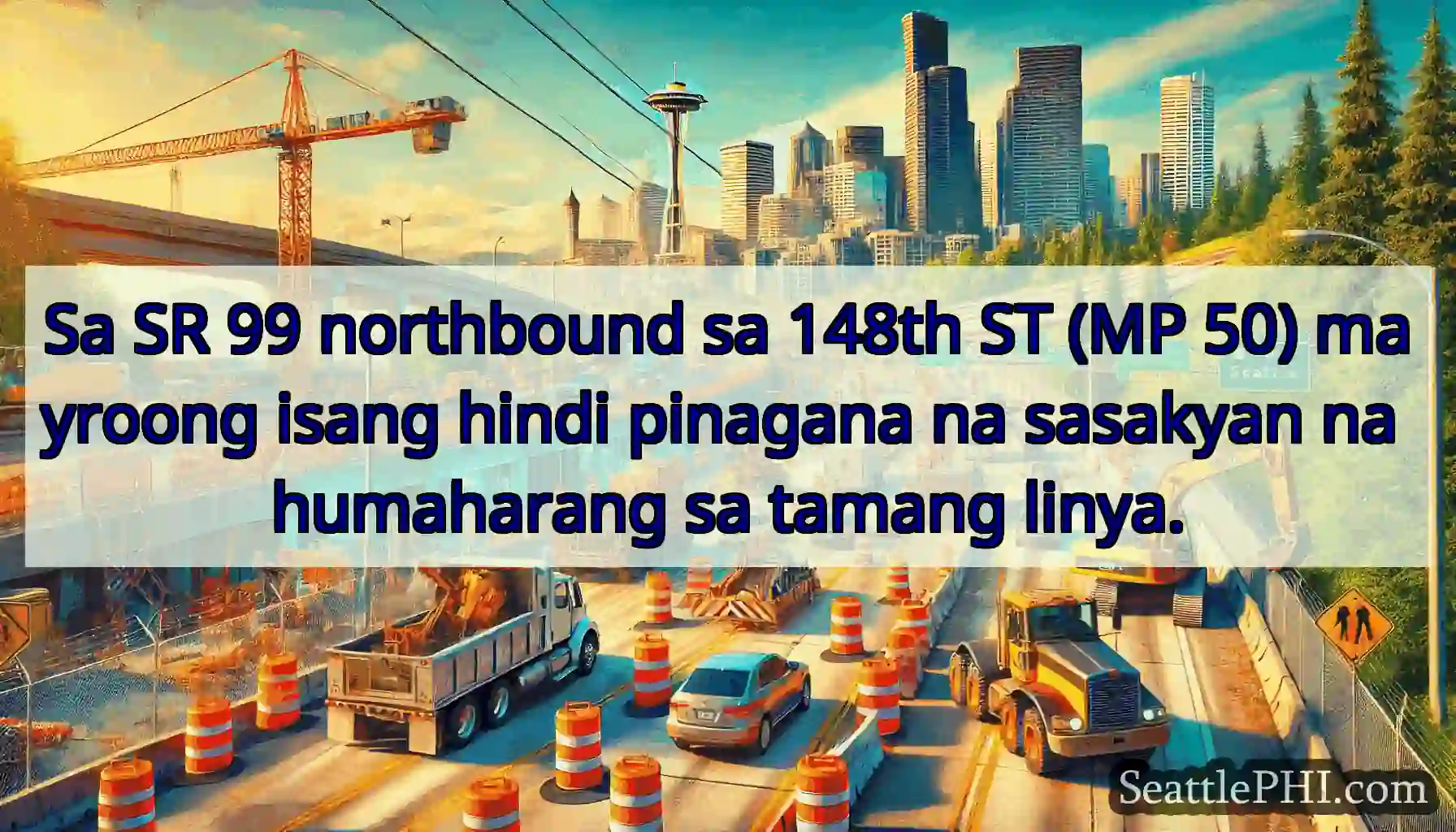 Sa SR 99 northbound sa 148th ST (MP 50) mayroong