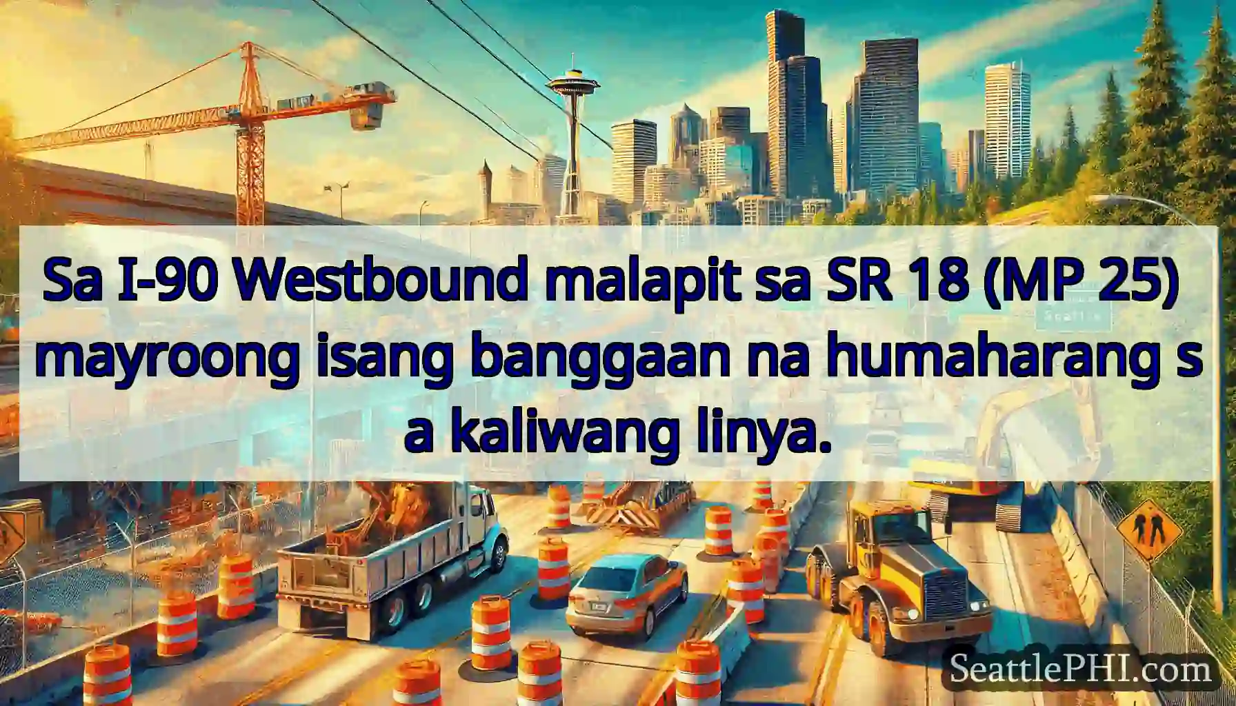Sa I-90 Westbound malapit sa SR 18 (MP 25)
