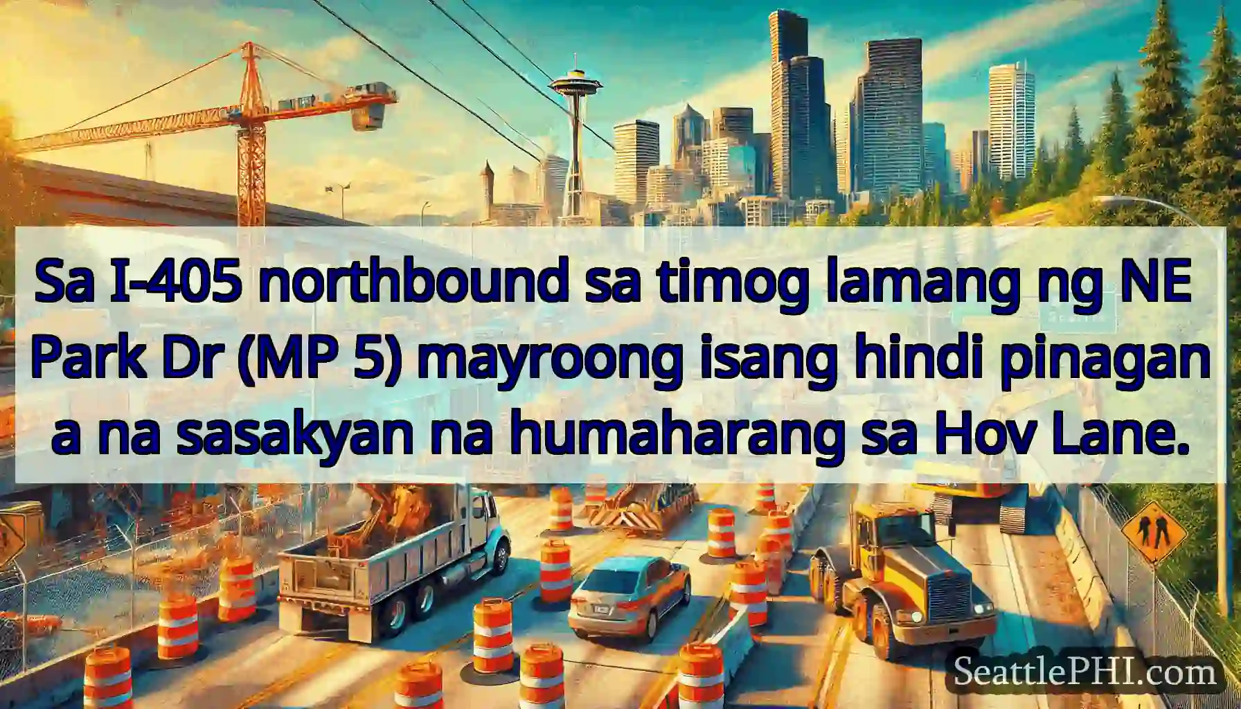 Sa I-405 northbound sa timog lamang ng NE Park Dr