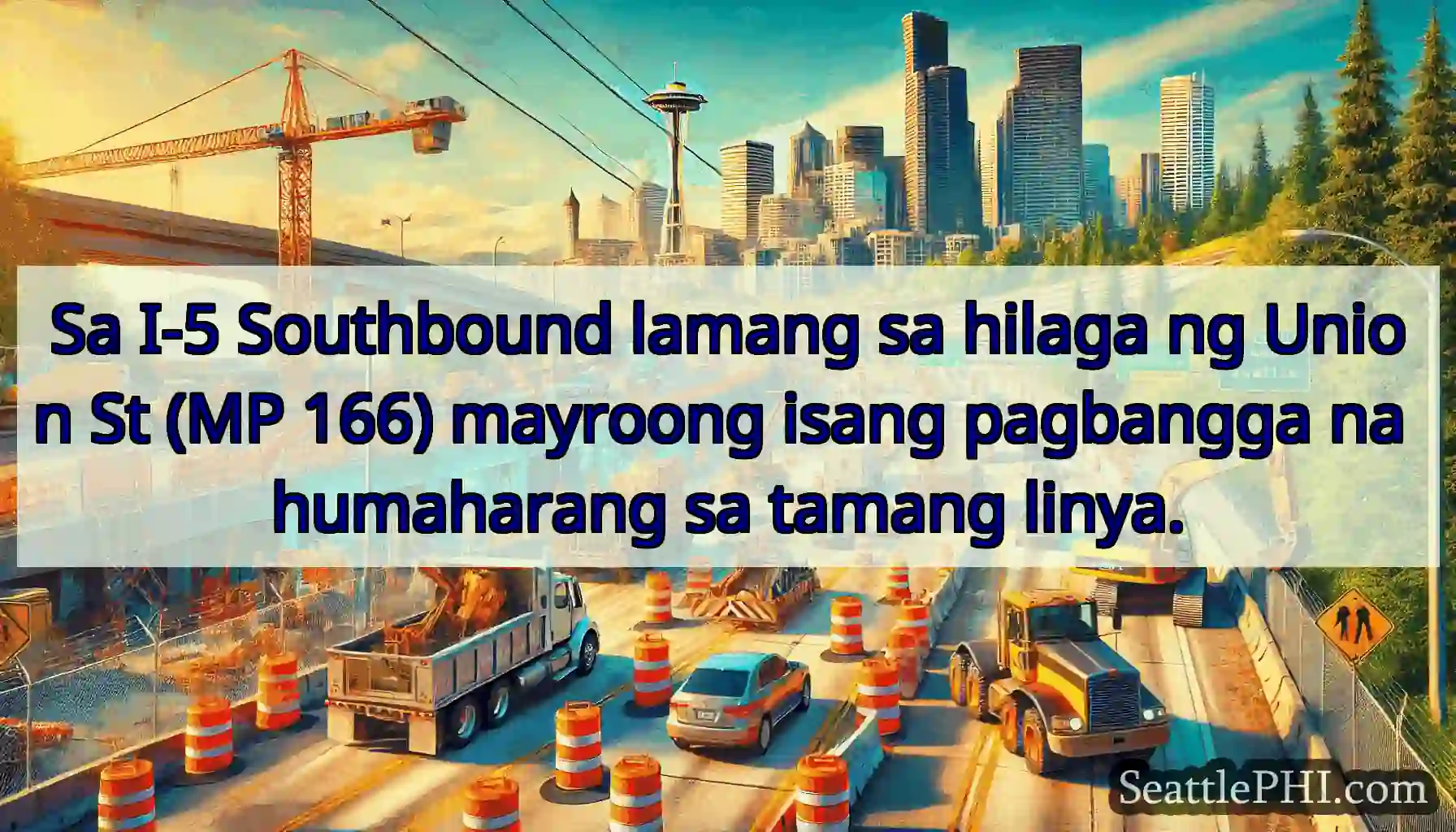 Sa I-5 Southbound lamang sa hilaga ng Union St