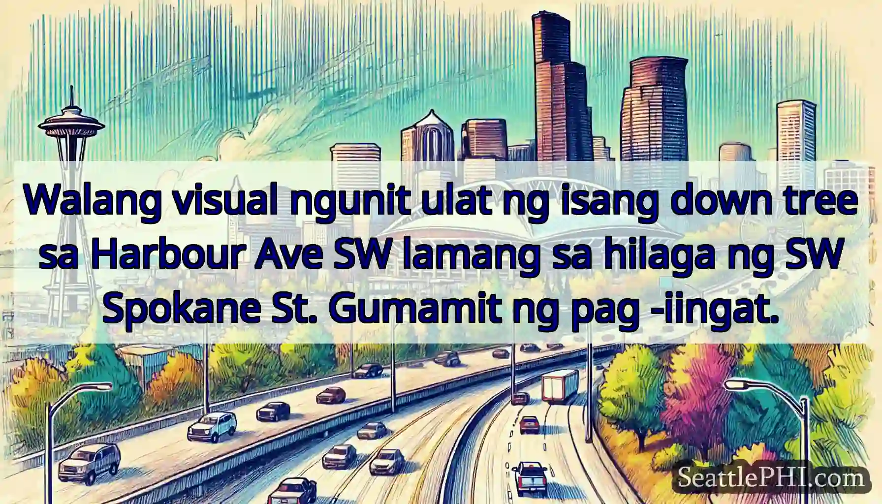 Walang visual ngunit ulat ng isang down tree sa