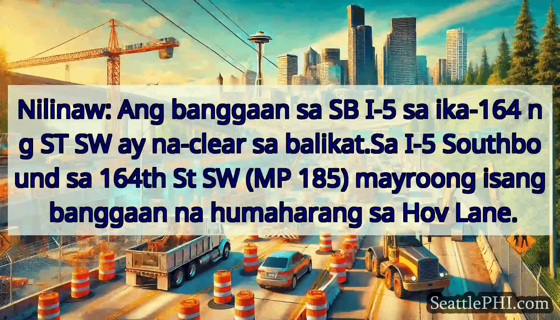 Nilinaw: Ang banggaan sa SB I-5 sa ika-164 ng ST