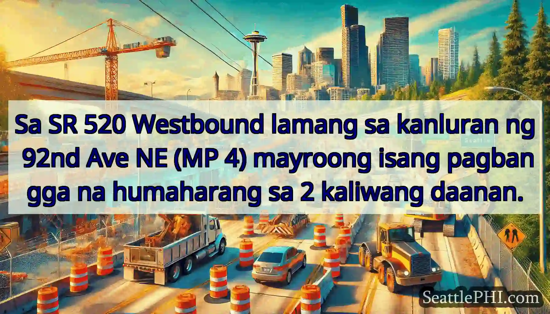 Sa SR 520 Westbound lamang sa kanluran ng 92nd