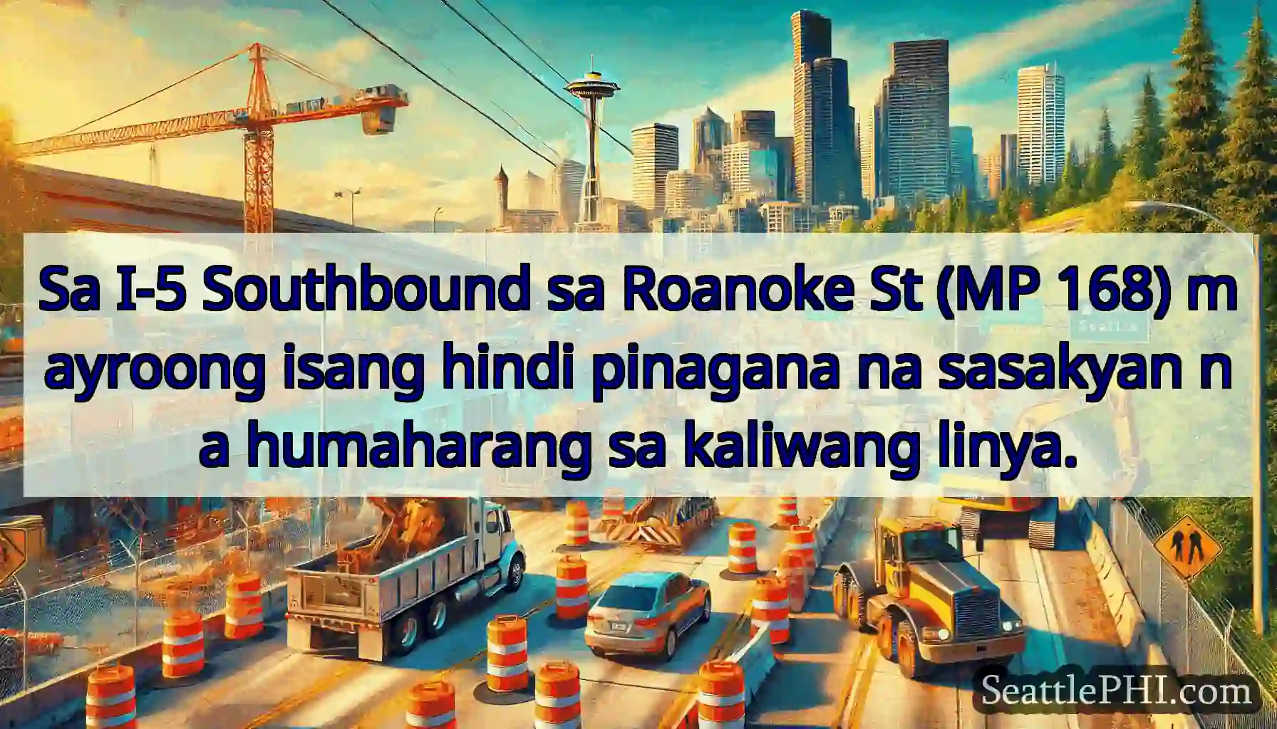 Sa I-5 Southbound sa Roanoke St (MP 168) mayroong