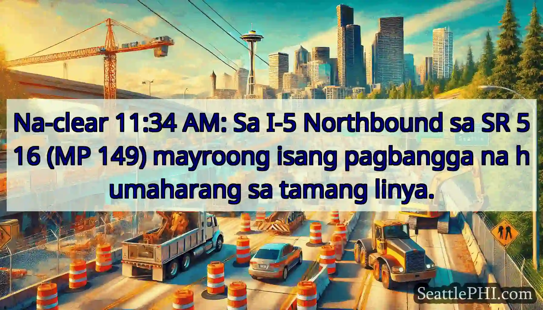 Na-clear 11:34 AM: Sa I-5 Northbound sa SR 516