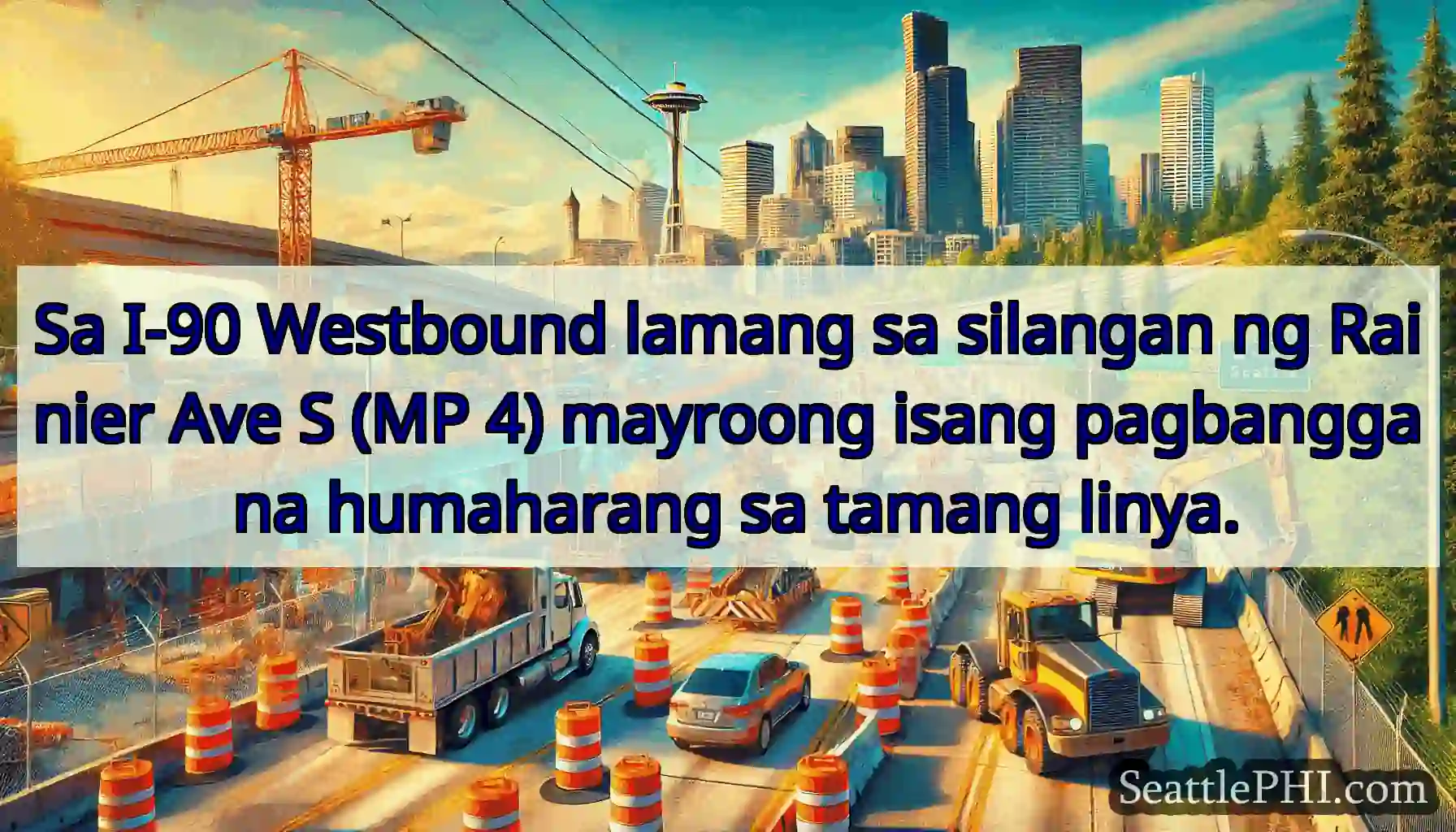 Sa I-90 Westbound lamang sa silangan ng Rainier