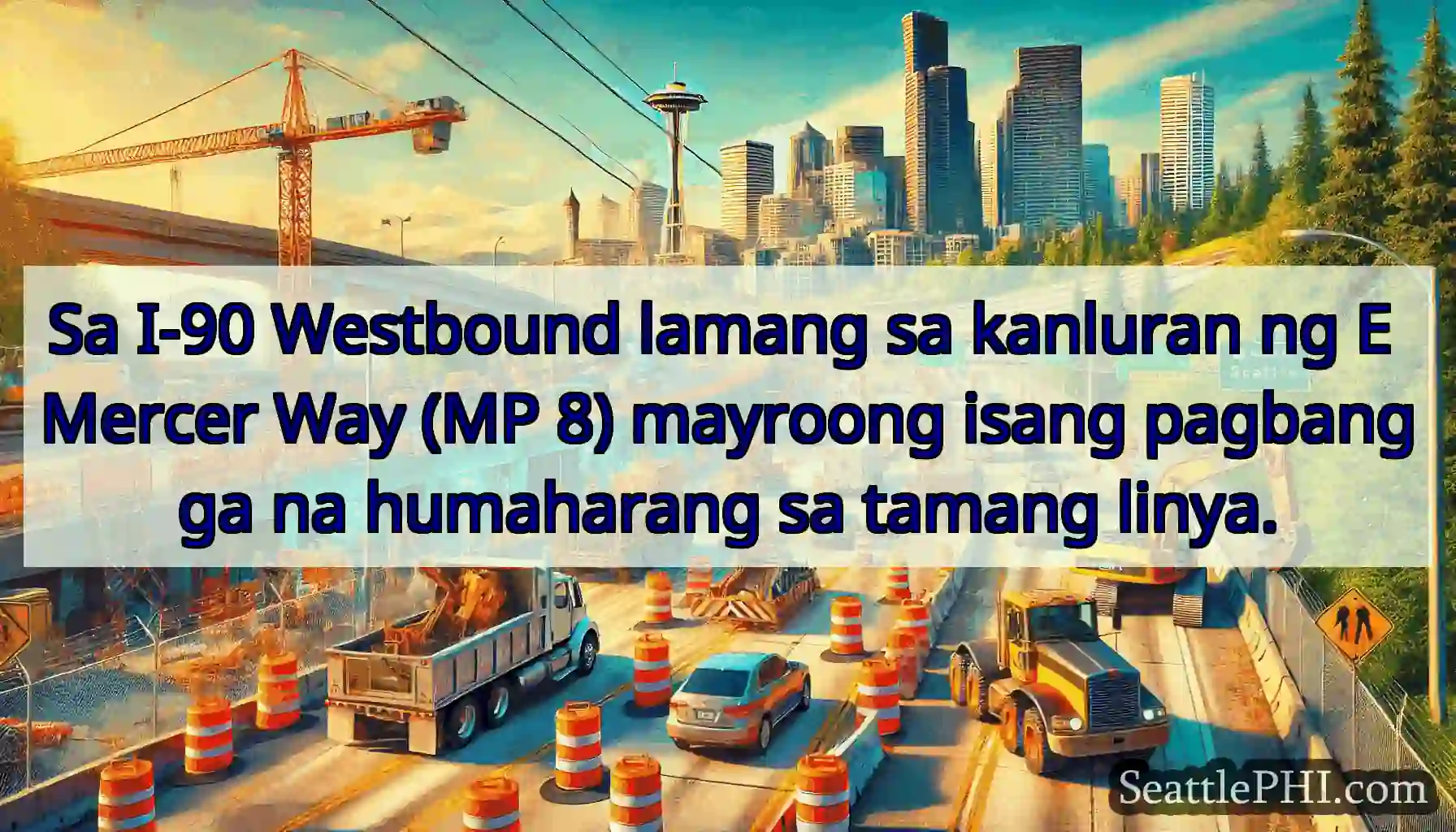 Sa I-90 Westbound lamang sa kanluran ng E Mercer