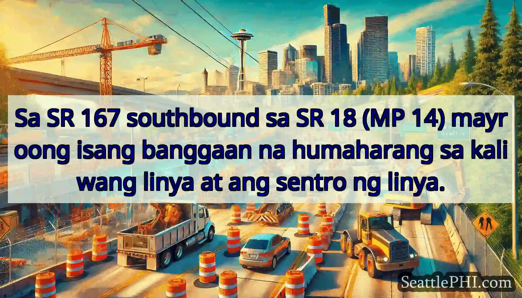 Sa SR 167 southbound sa SR 18 (MP 14) mayroong