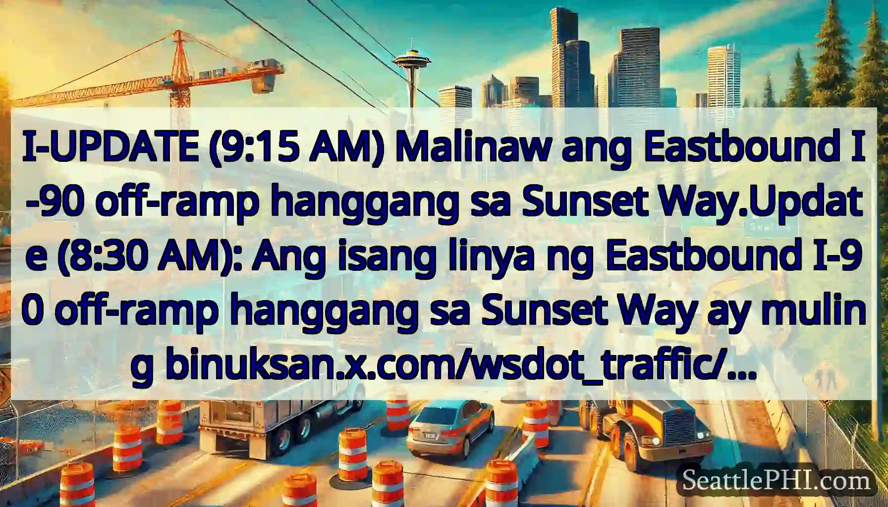 I-UPDATE (9:15 AM) Malinaw ang Eastbound I-90