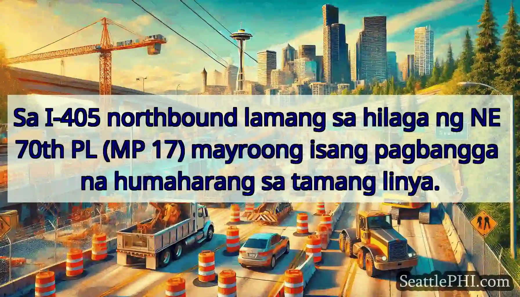 Sa I-405 northbound lamang sa hilaga ng NE 70th
