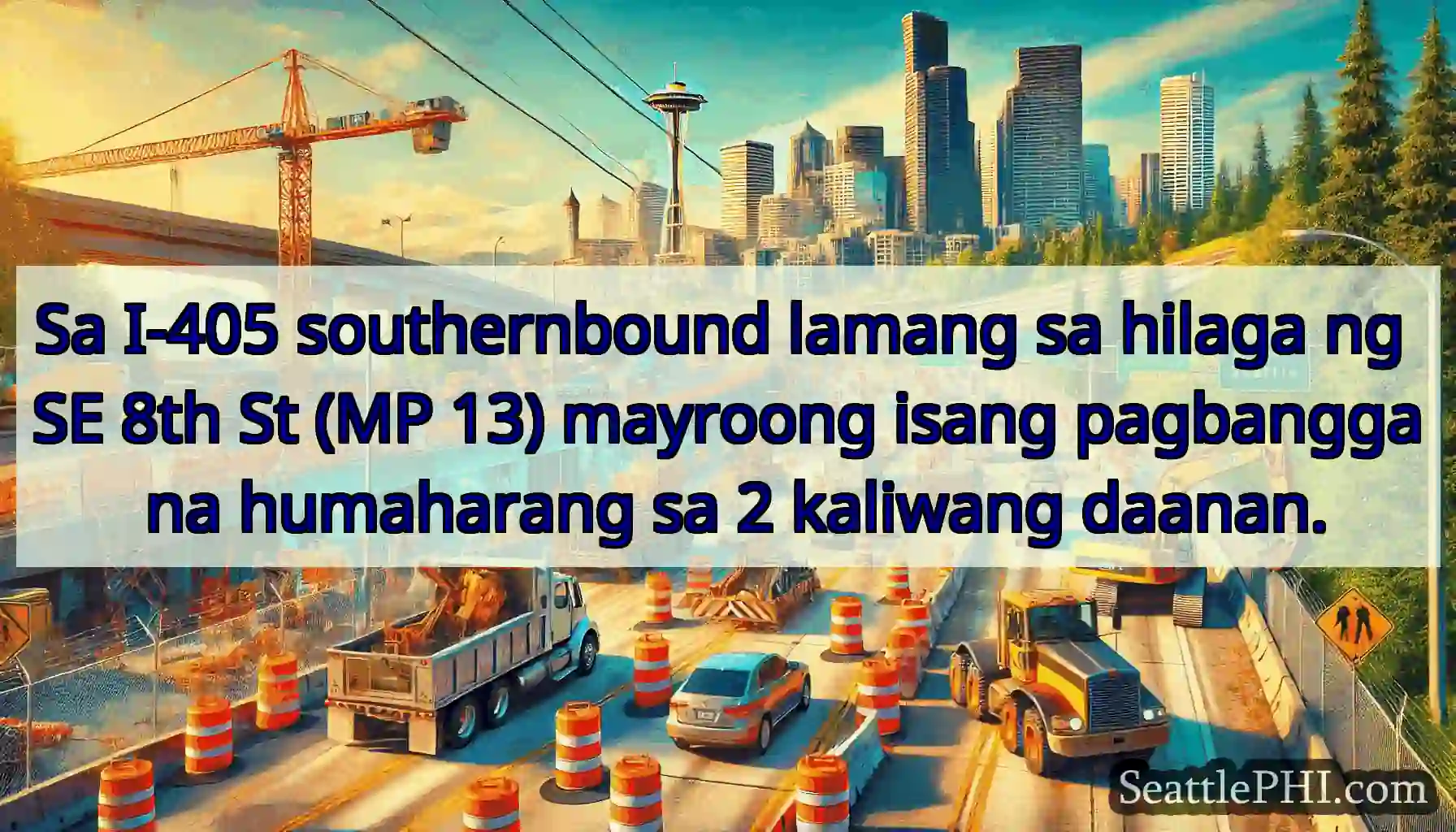 Sa I-405 southernbound lamang sa hilaga ng SE 8th
