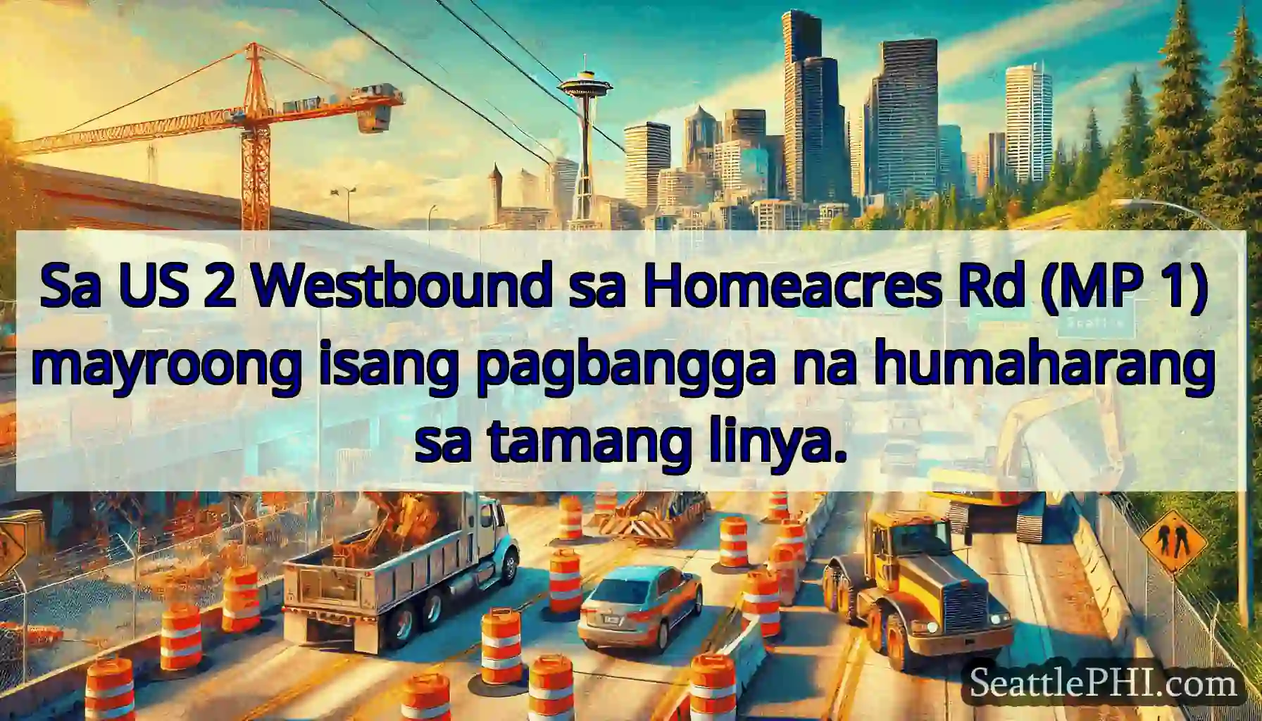 Sa US 2 Westbound sa Homeacres Rd (MP 1) mayroong