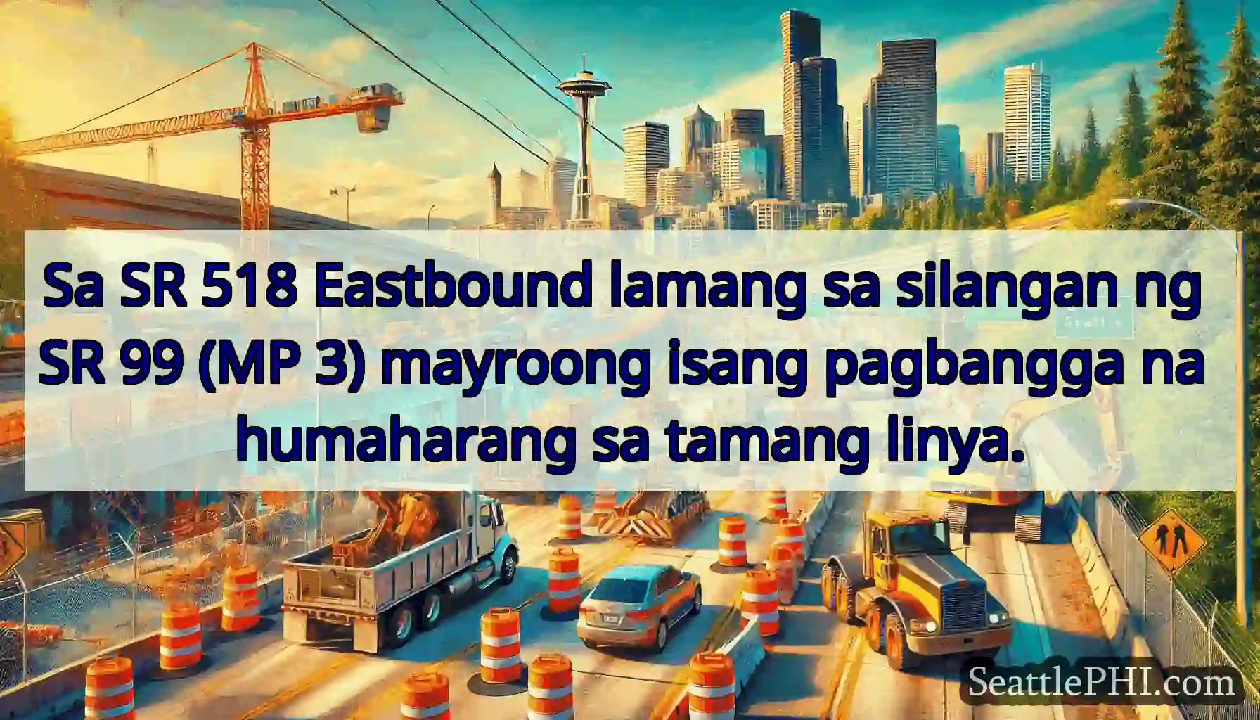 Sa SR 518 Eastbound lamang sa silangan ng SR 99