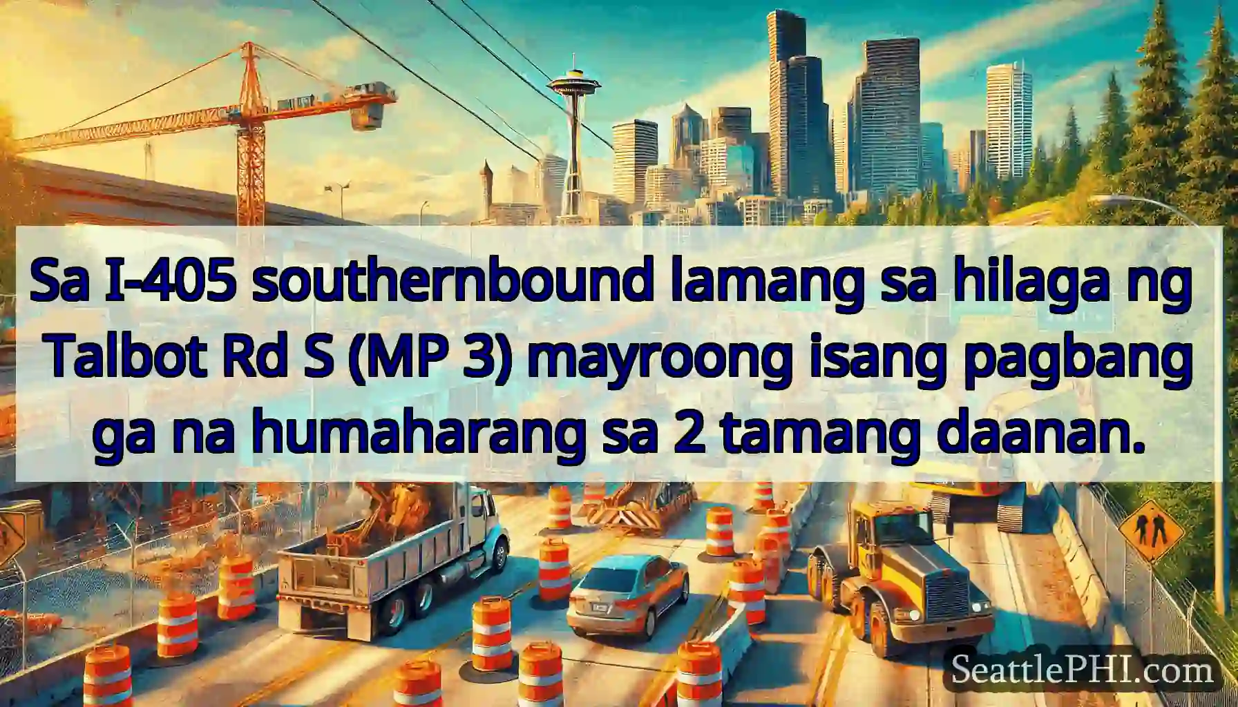 Sa I-405 southernbound lamang sa hilaga ng Talbot