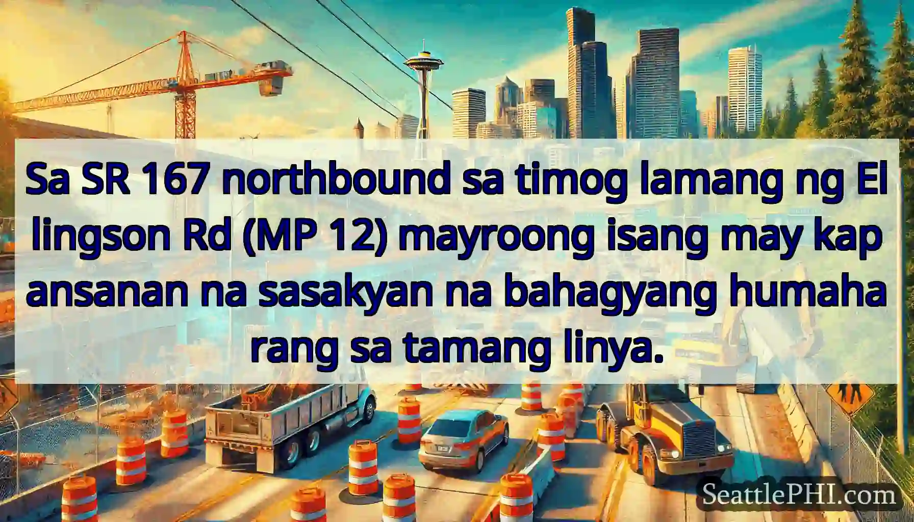 Sa SR 167 northbound sa timog lamang ng Ellingson