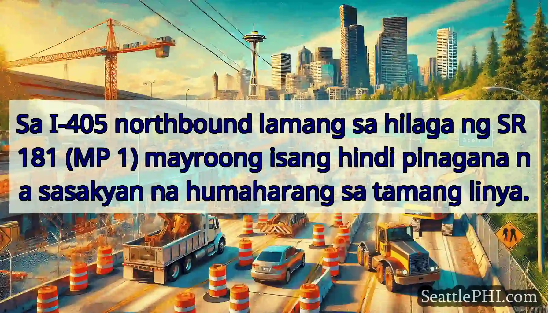 Sa I-405 northbound lamang sa hilaga ng SR 181