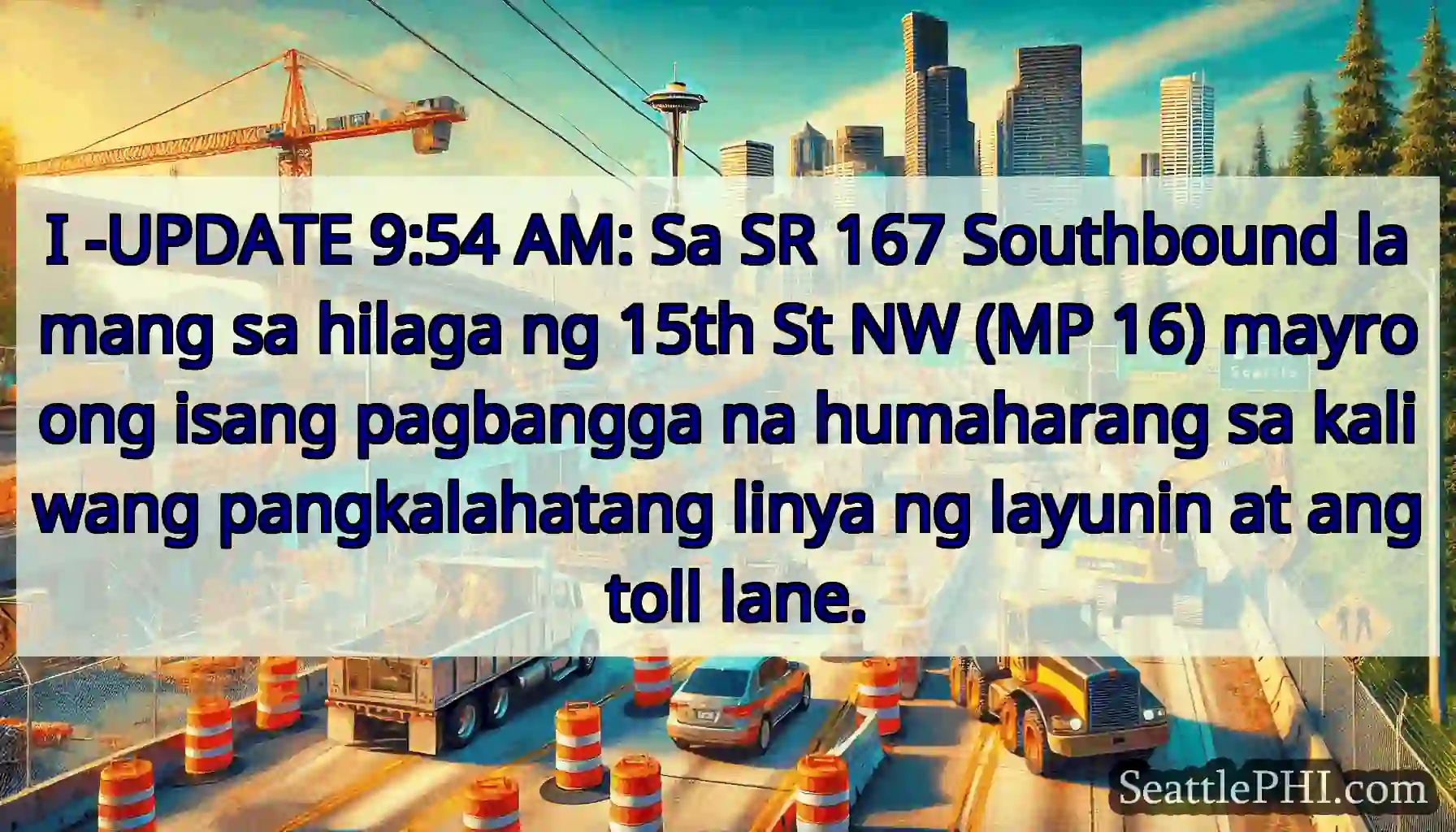 I -UPDATE 9:54 AM: Sa SR 167 Southbound lamang sa