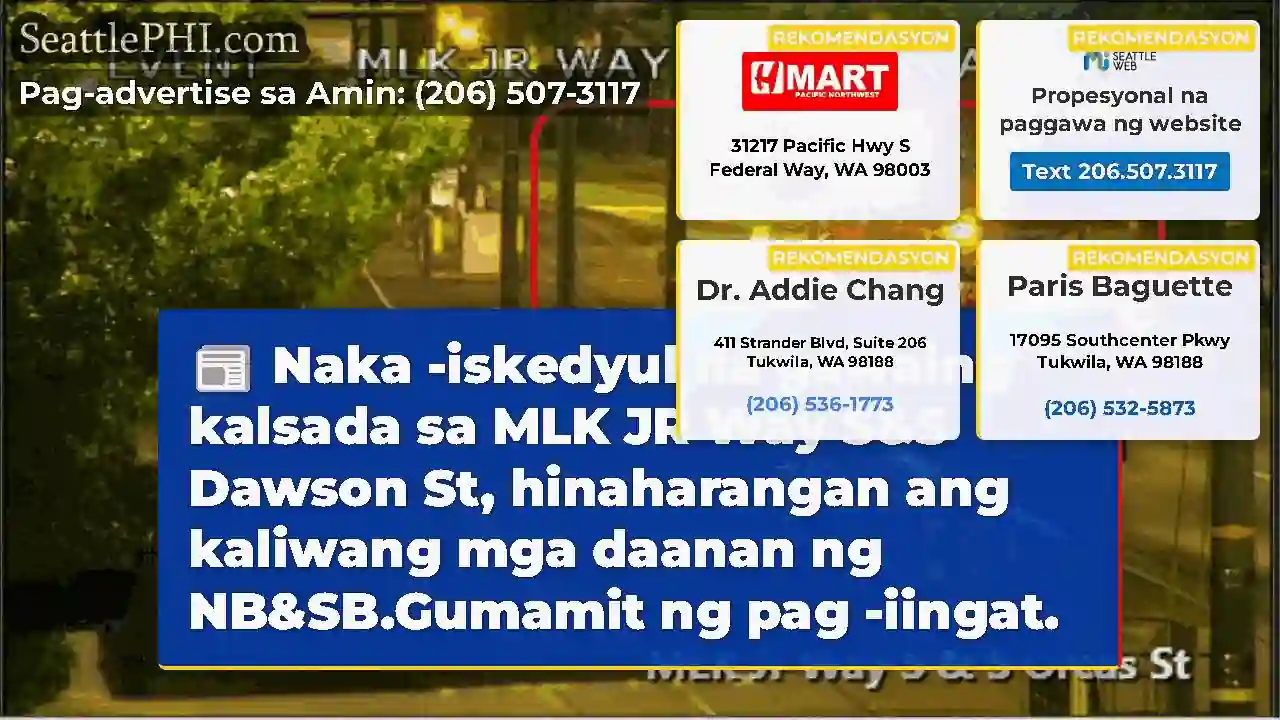 Naka -iskedyul na gawaing kalsada sa MLK JR Way