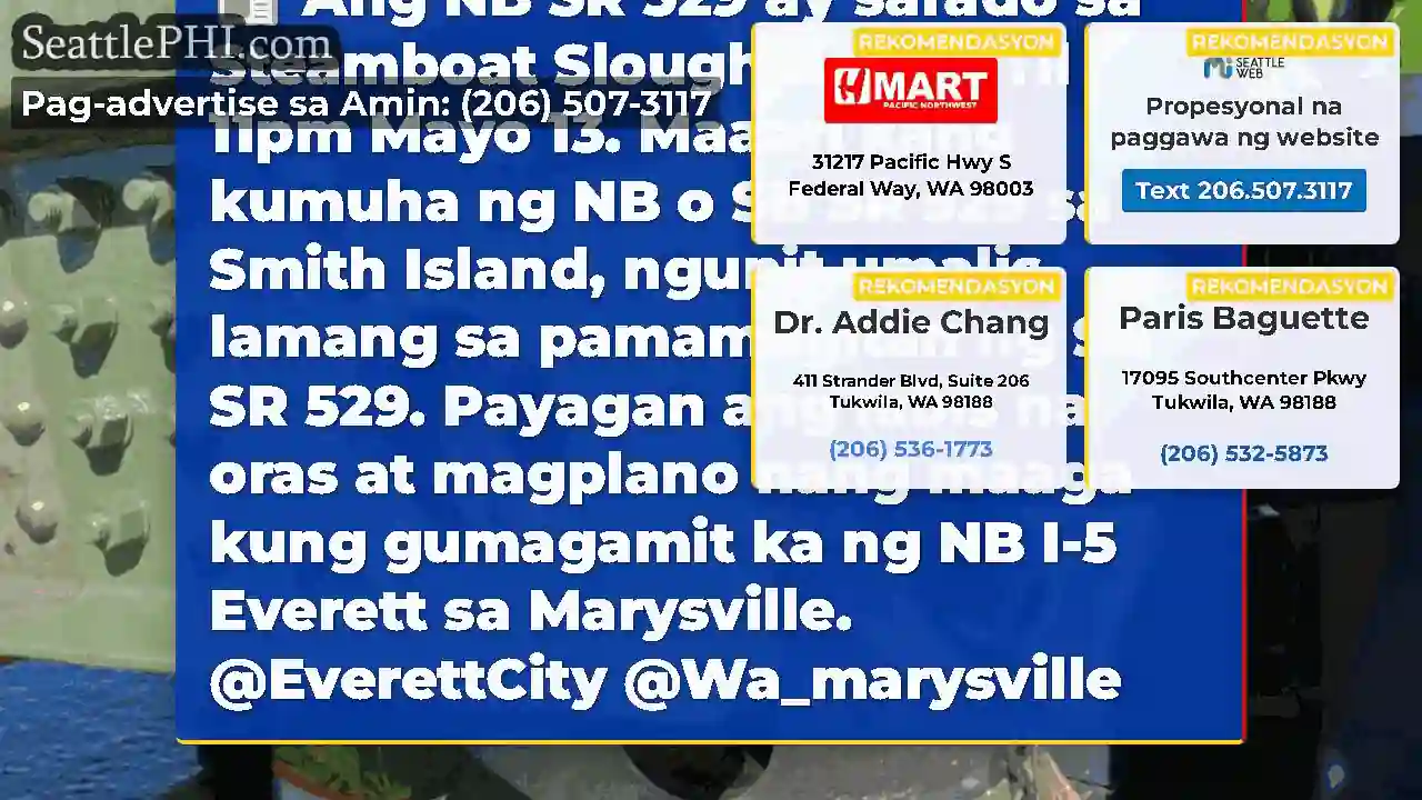 Ang NB SR 529 ay sarado sa Steamboat Slough