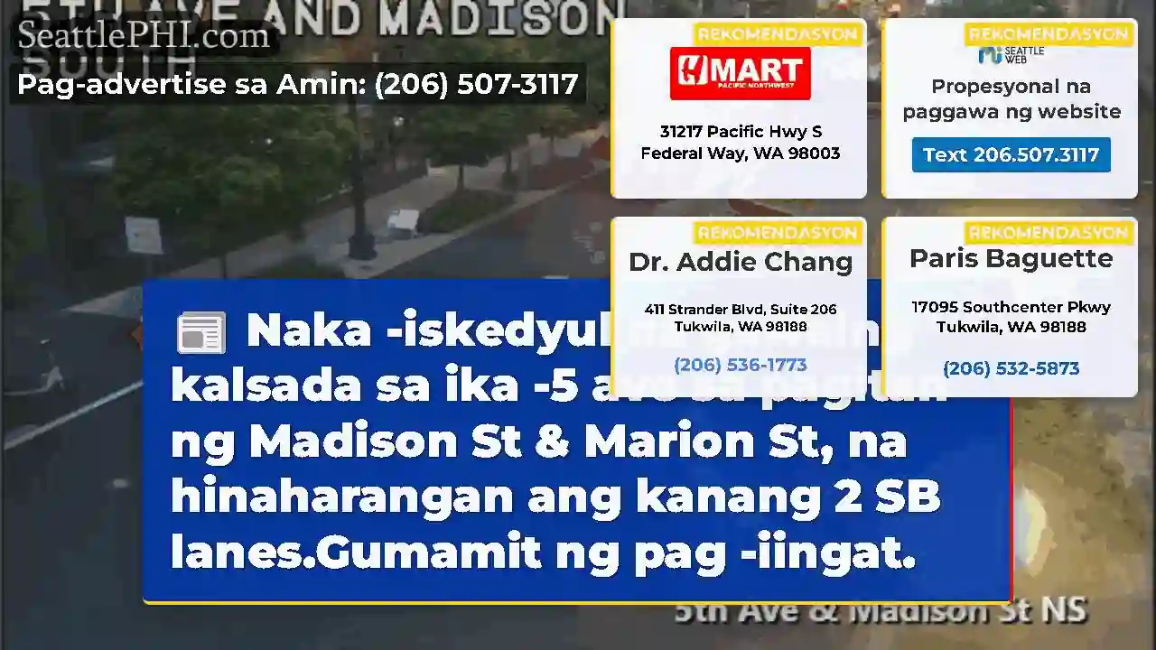 Naka -iskedyul na gawaing kalsada sa ika -5 ave