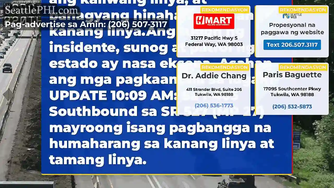 Update: Isang banggaan sa SB I-405 sa SR 527 sa