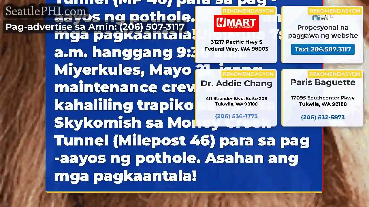 Paalala: Ang mga crew ay alternating trapiko sa