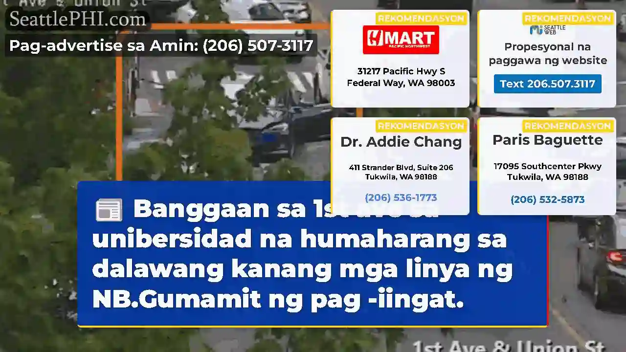 Banggaan sa 1st ave sa unibersidad na humaharang