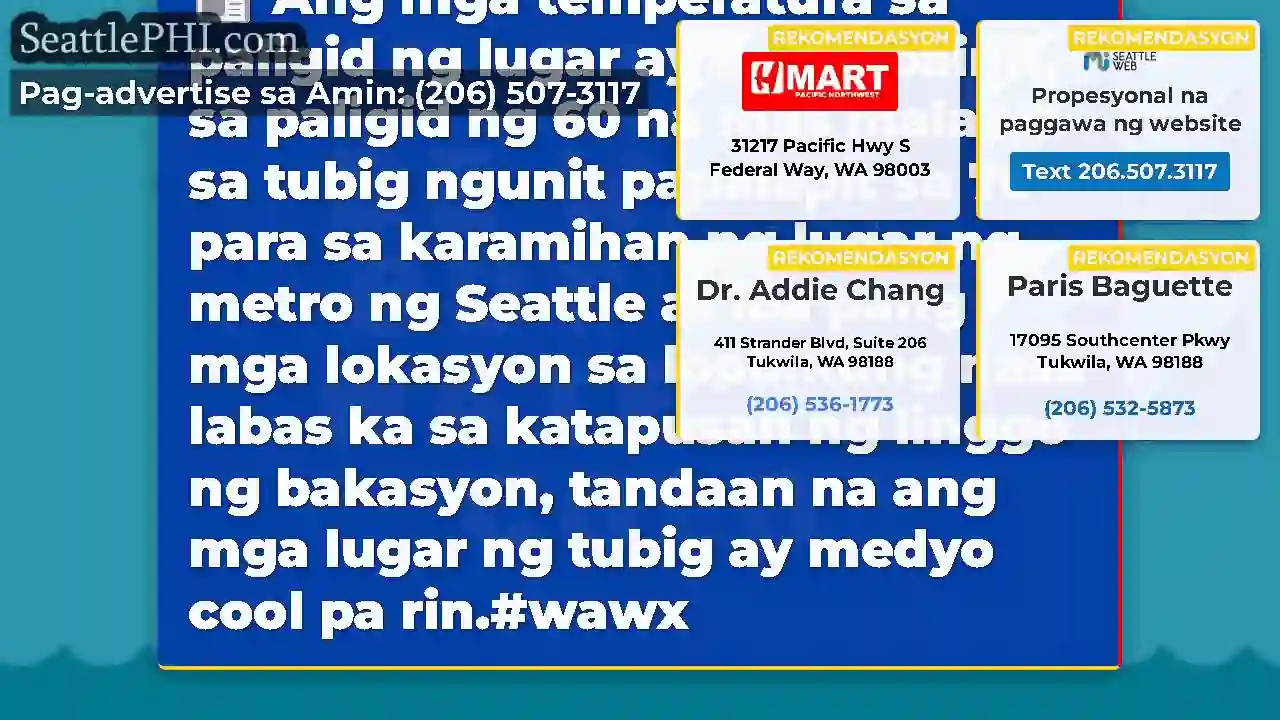Ang mga temperatura sa paligid ng lugar ay
