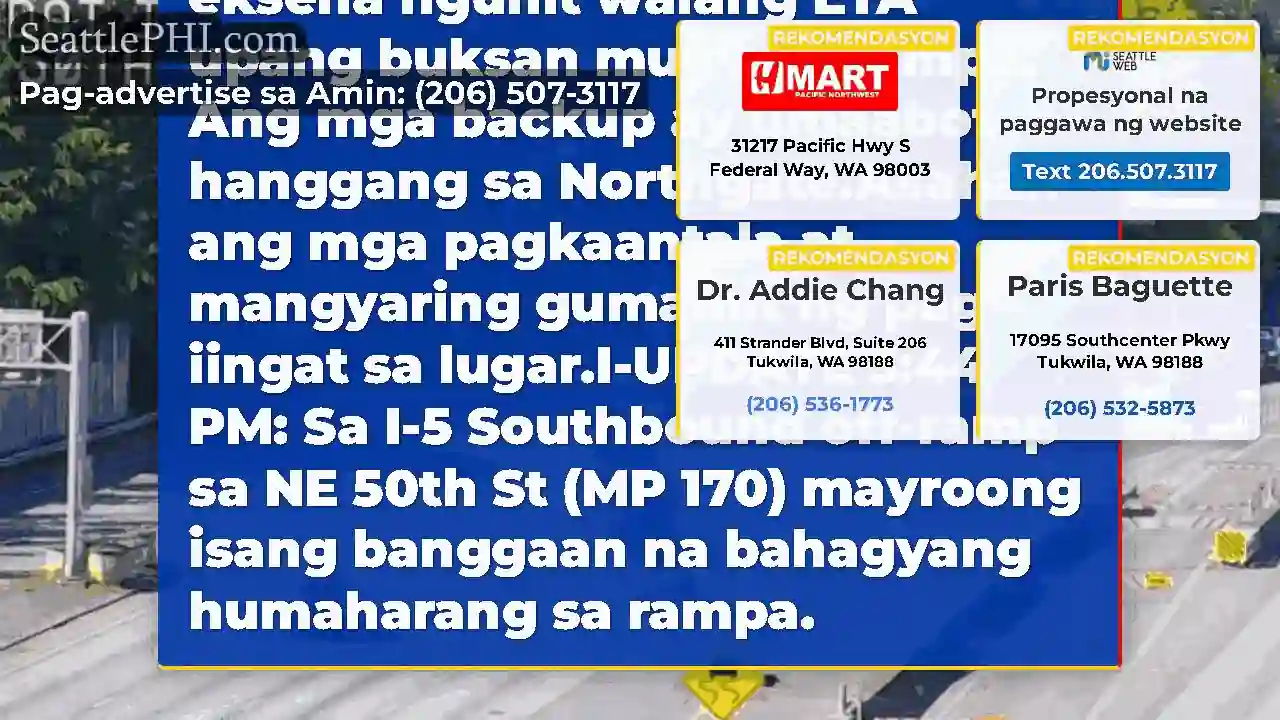 Ang timog na I-5 ramp sa NE 50th Street sa