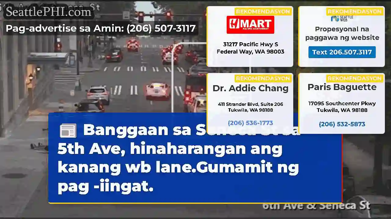 Banggaan sa Seneca St sa 5th Ave, hinaharangan