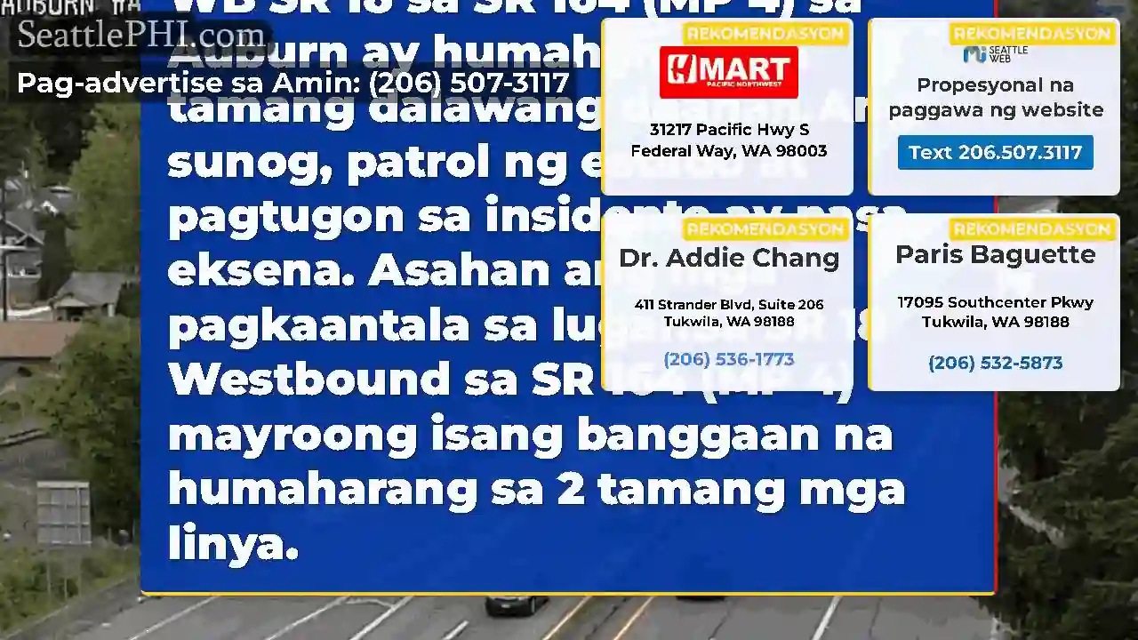 Update: Ang banggaan sa WB SR 18 sa SR 164 (MP 4)