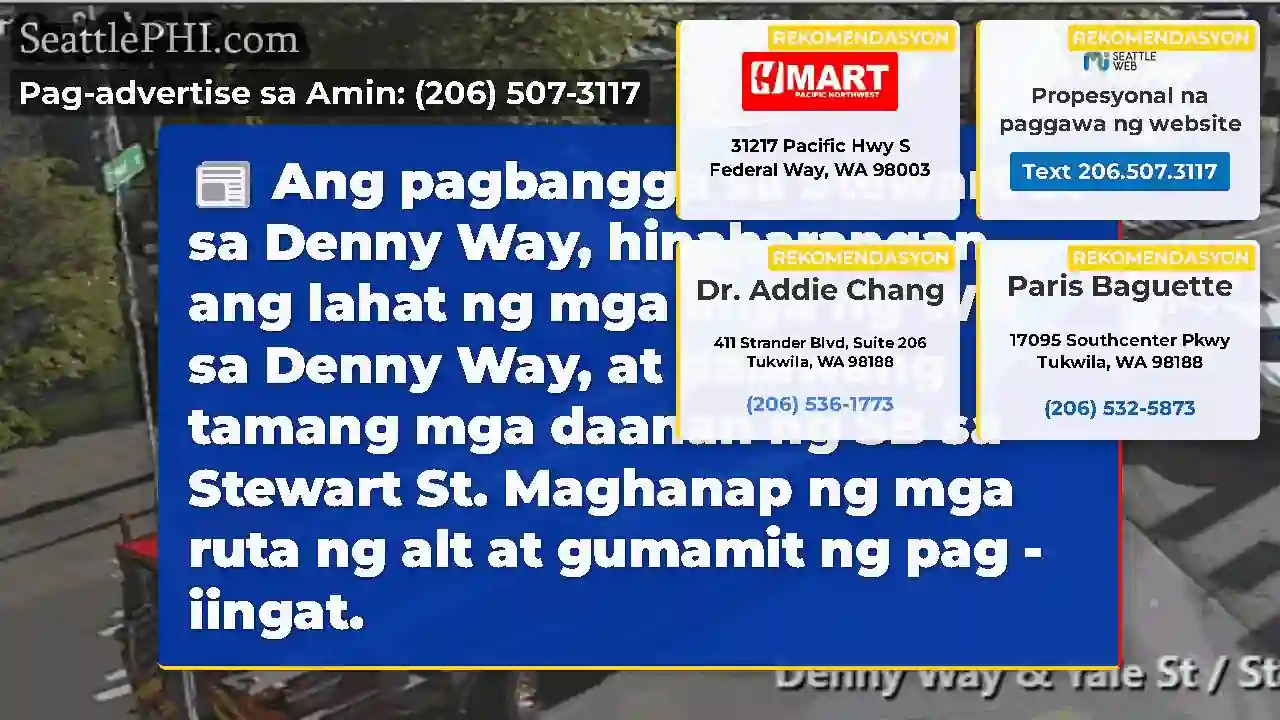 Ang pagbangga sa Stewart St sa Denny Way,