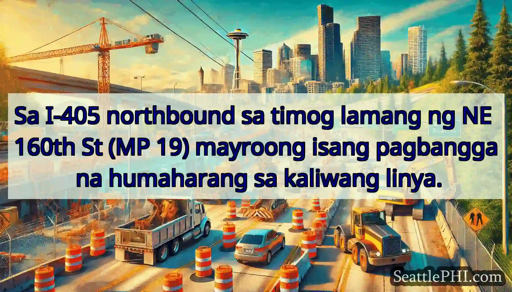 Sa I-405 northbound sa timog lamang ng NE 160th