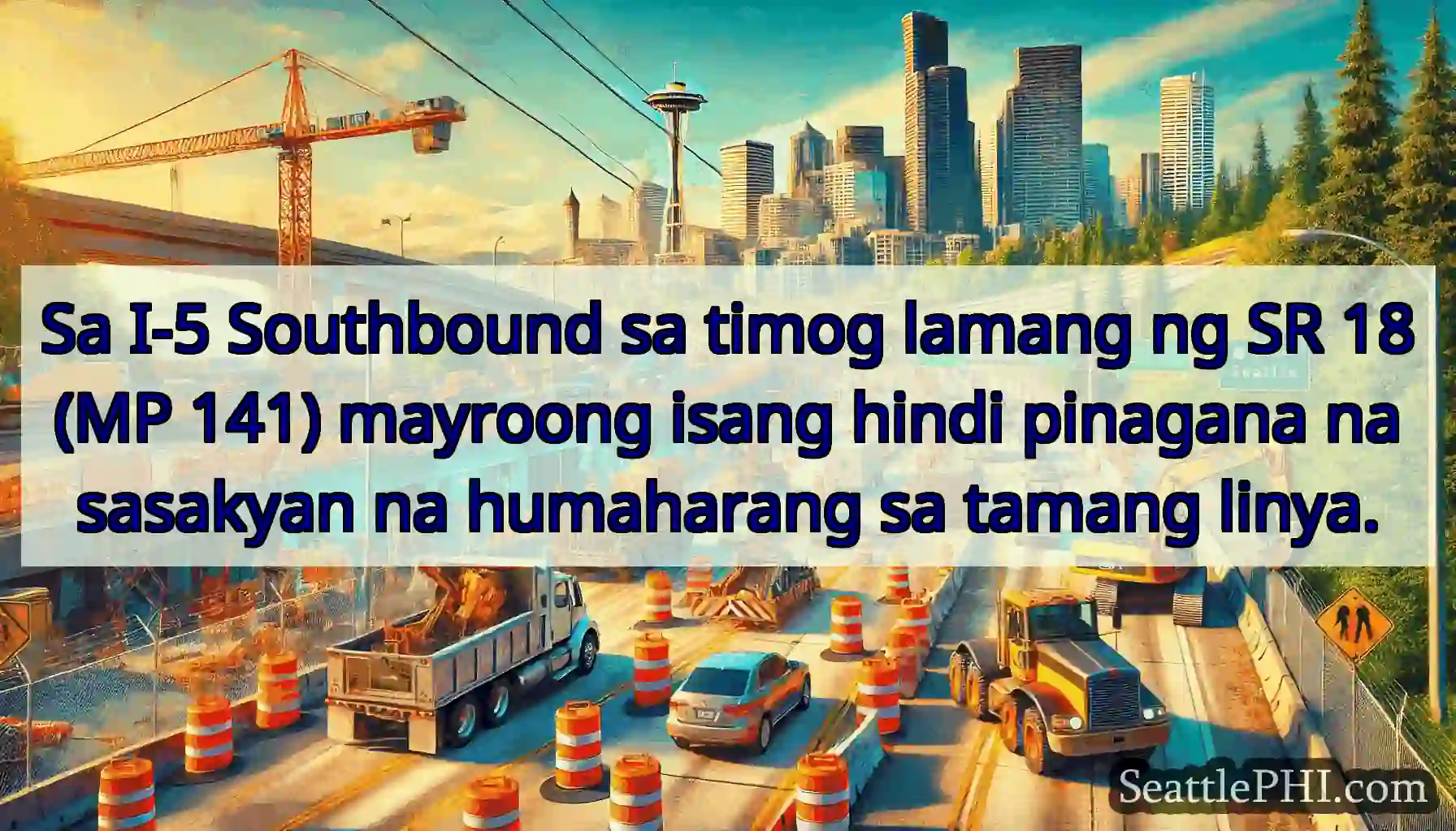 Sa I-5 Southbound sa timog lamang ng SR 18 (MP