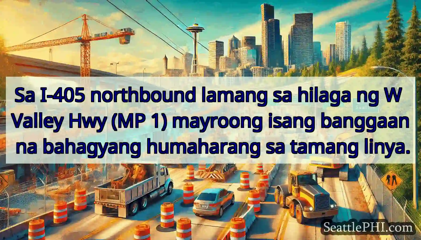 Sa I-405 northbound lamang sa hilaga ng W Valley