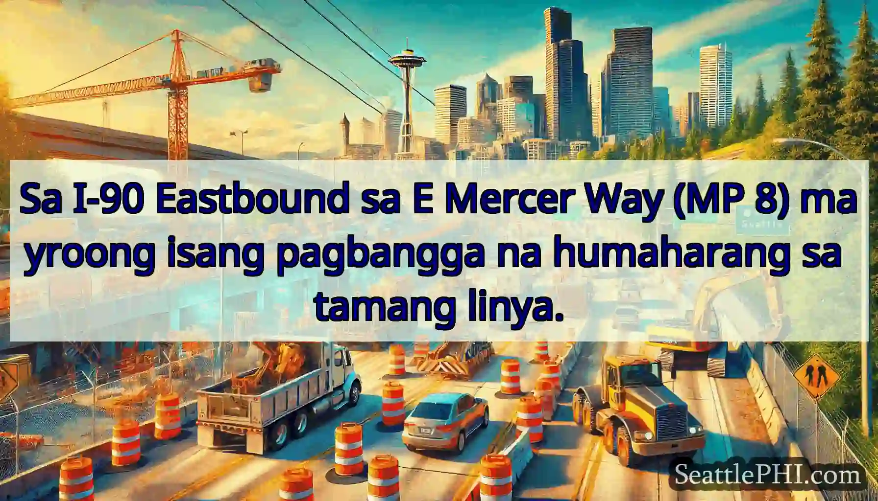 Sa I-90 Eastbound sa E Mercer Way (MP 8) mayroong