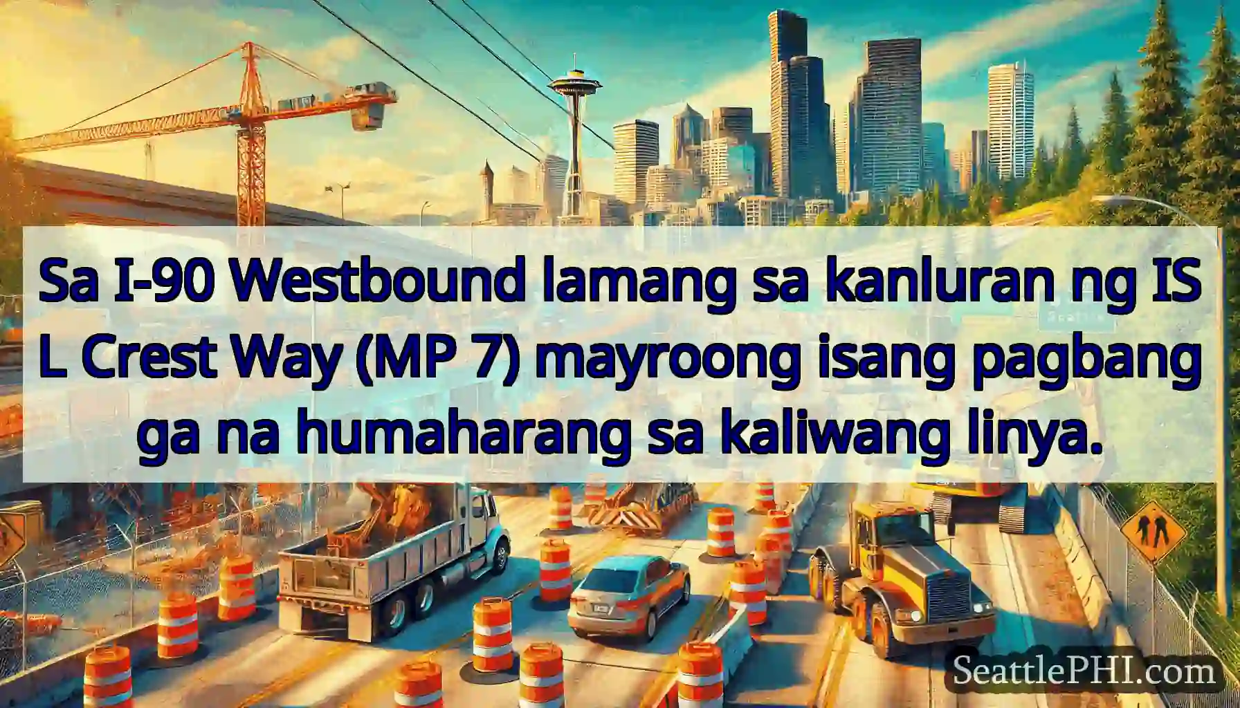 Sa I-90 Westbound lamang sa kanluran ng ISL Crest