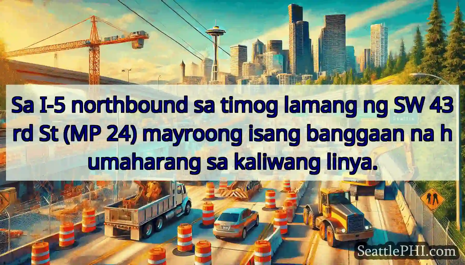 Sa I-5 northbound sa timog lamang ng SW 43rd St