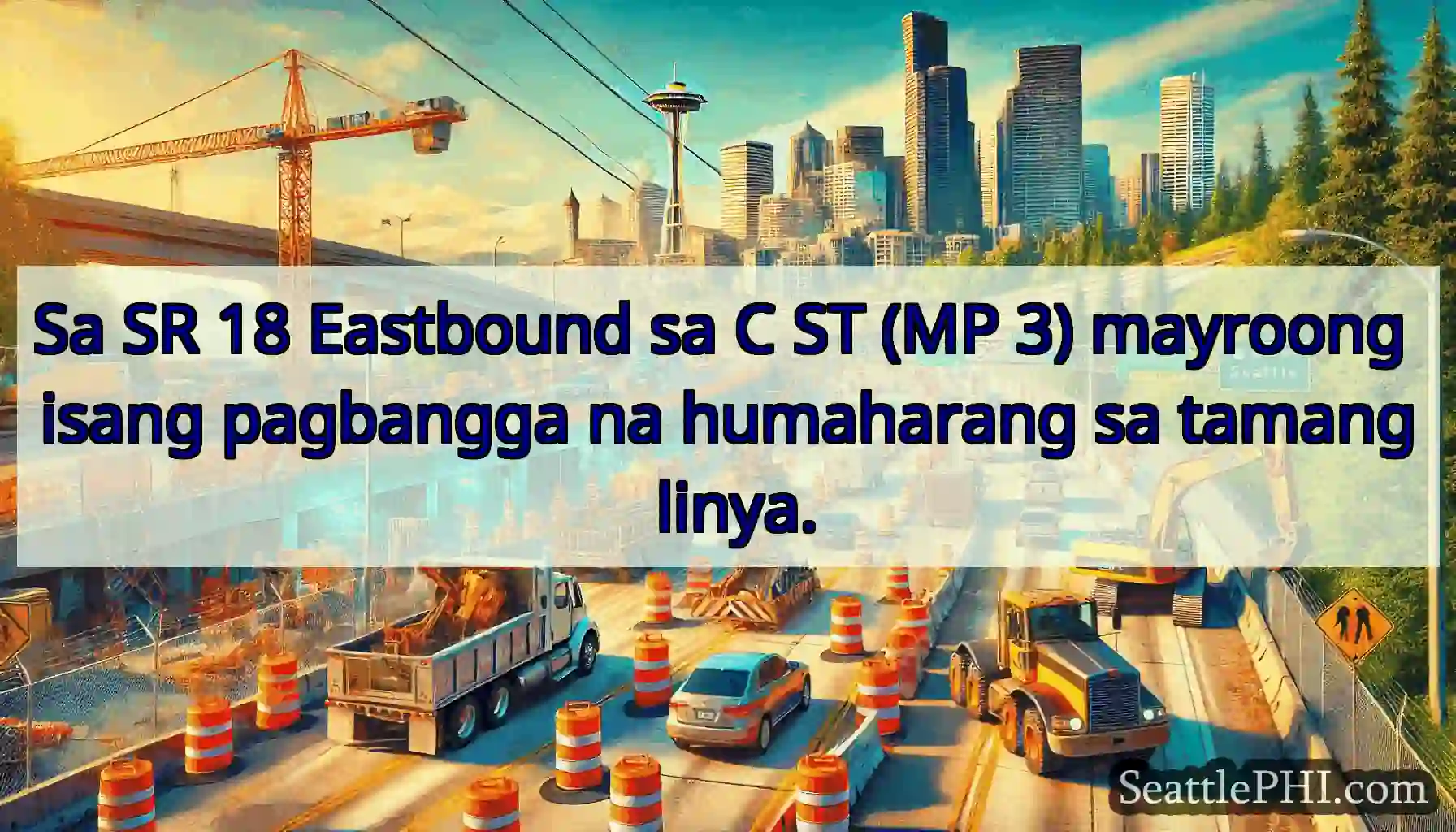 Sa SR 18 Eastbound sa C ST (MP 3) mayroong isang