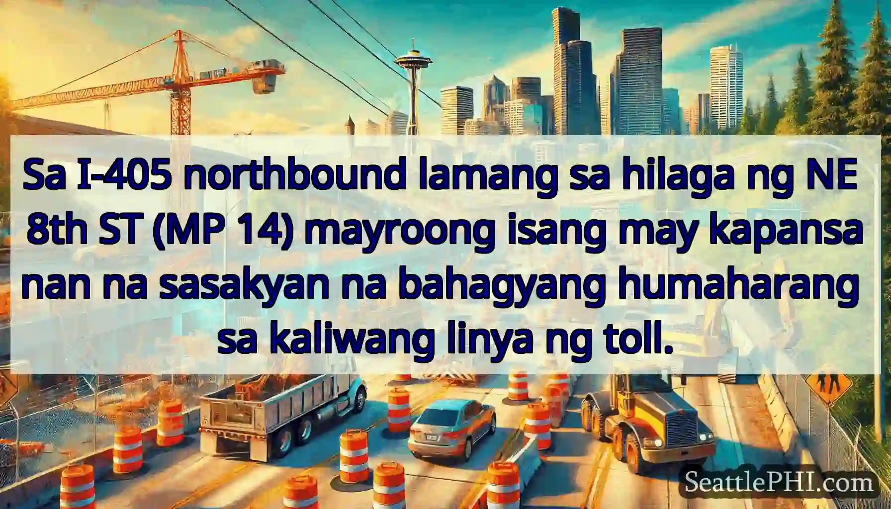 Sa I-405 northbound lamang sa hilaga ng NE 8th ST